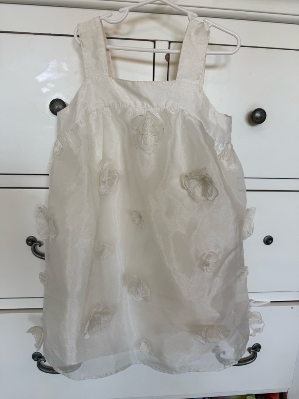 j Crew  crew Cuts Girls size 7 🎀white organza Floral Applique Dress